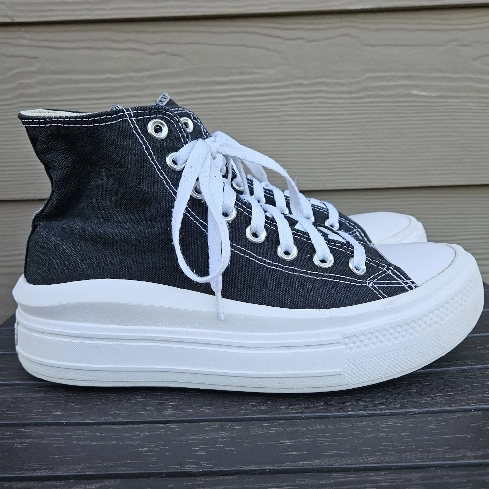 CONVERSE Chuck Taylor All Star Move Hi Black 568497C Chunky Platform Women's 9 - Picture 3 of 16